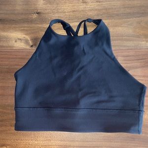 Lululemon energy high neck longline ribbed bra (medium support, B-D cups).